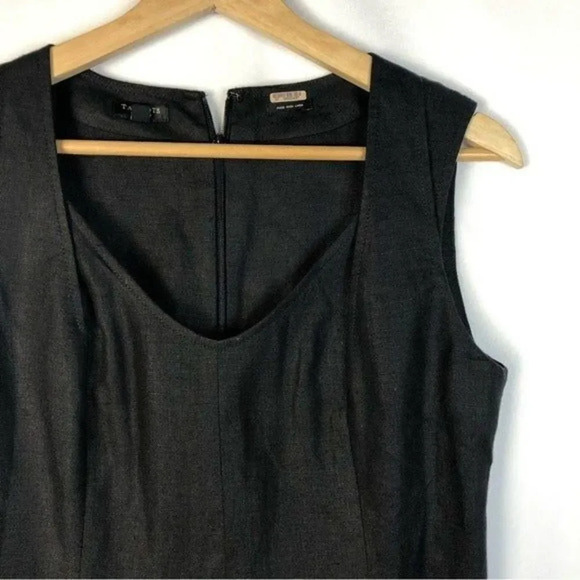 Talbots Black Irish Linen V-Neck Fit & Flare Midi Dress 4 - Picture 4 of 4